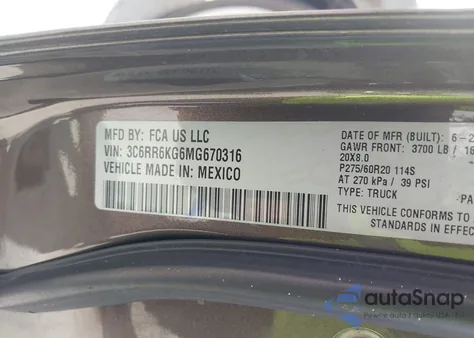 2021 Ram 1500 Classic Tradesman 4X2 5'7 Box from USA, damaged, VIN 3C6RR6KG6MG670316